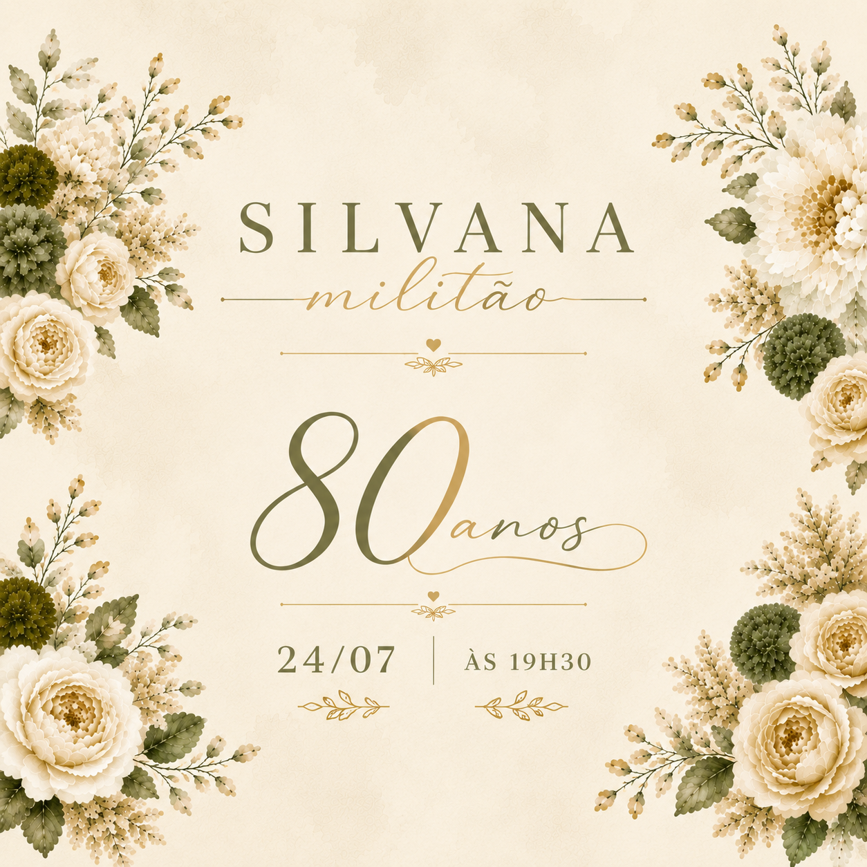 Silvana Militão — 80 anos — 24/07 às 19:30